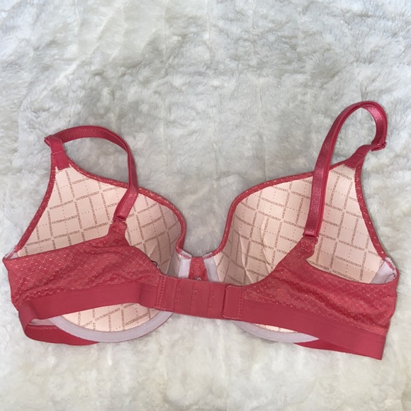 VICTORIA'S SECRET VS Perfect Shape Underwired Push Up Bra  Pink Floral Lace  32D - Picture 5 of 10